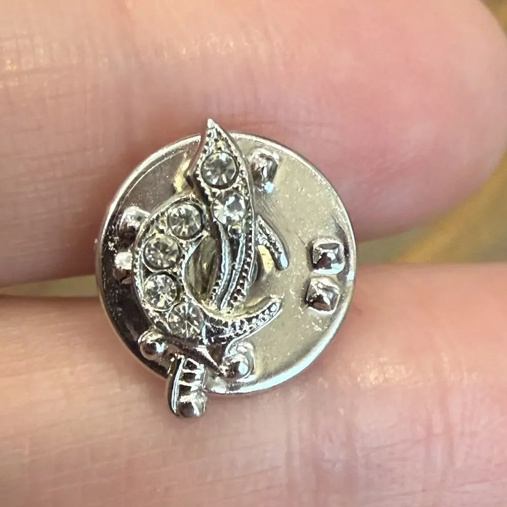 Vintage Sterling Freemason Masonic Shriner Logo Scimitar Crescent Lapel Pin